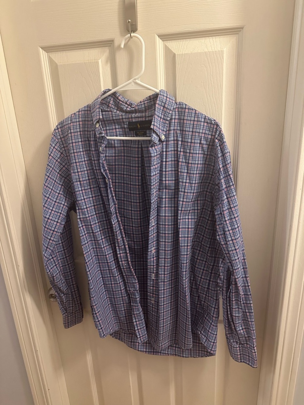 Ralph Lauren Men’s Blue and White Plaid Button-Down Shirt